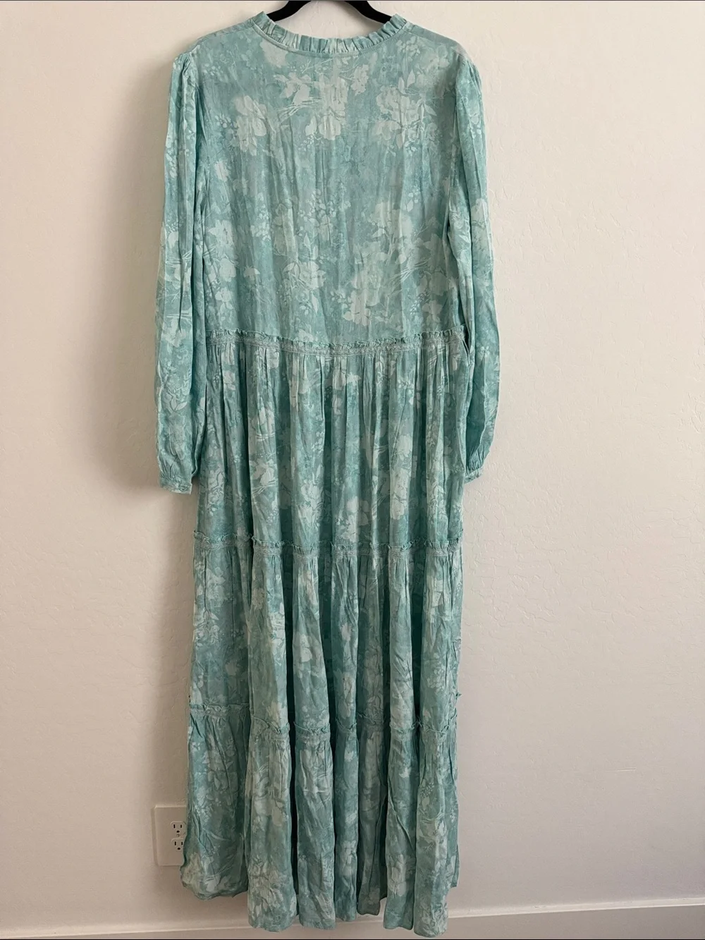 Button-Front A collective story long sleeve blue floral maxi dress Sz XL - Picture 3 of 7